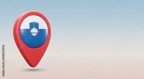 Free Download Slovenia Location Pin 3D Render:  Discover the Beauty of Slovenia with this Stunning 3D Map Marker Featuring the Slovenian Flag - GFXLoad