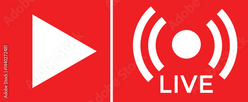 LIVE streaming  icon set. Social media, broadcast, live shows, news, live stream. television overlay icon red mark. Vector illustration with transparent background
