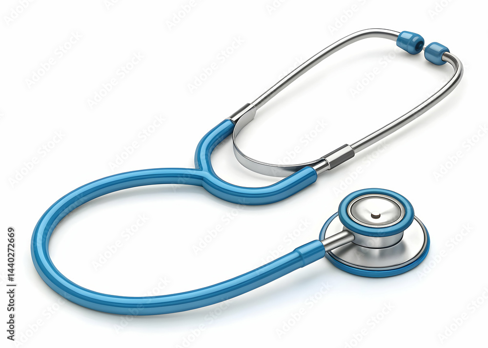 Blue Stethoscope on White Background for Medical and Health Concepts Blue Stethoscope on White Background for Medical and Health Concepts
