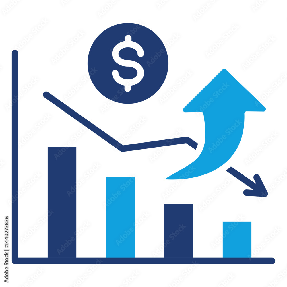 Economic Contraction Flat Blue Icon Economic Contraction Flat Blue Icon