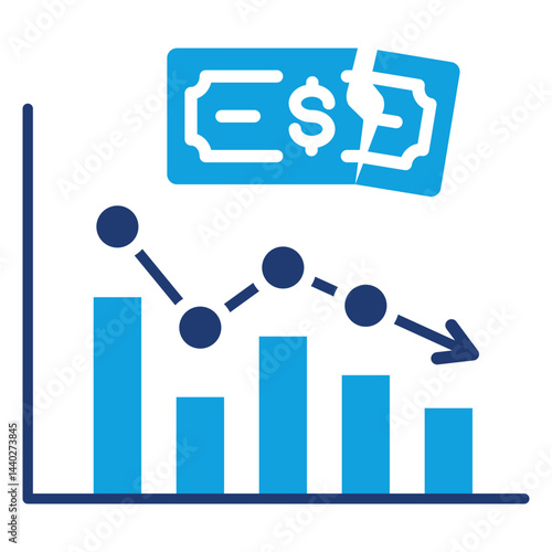 Great Depression Flat Blue Icon