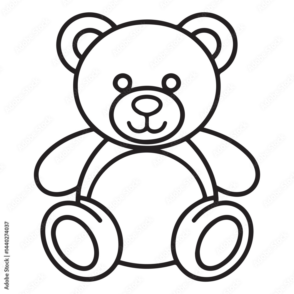 Teddy bear line art vector, Cute teddy outline icon. with white background Teddy bear line art vector, Cute teddy outline icon. with white background