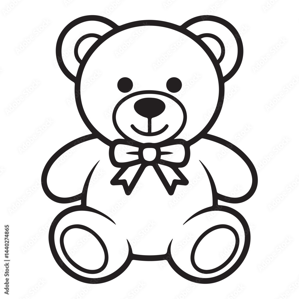 Teddy bear line art vector, Cute teddy outline icon. with white background Teddy bear line art vector, Cute teddy outline icon. with white background