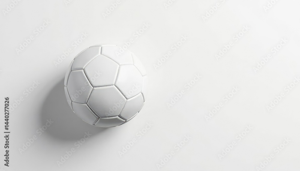Fototapeta premium Overhead shot of pristine white football against white backdrop , equipment, photography