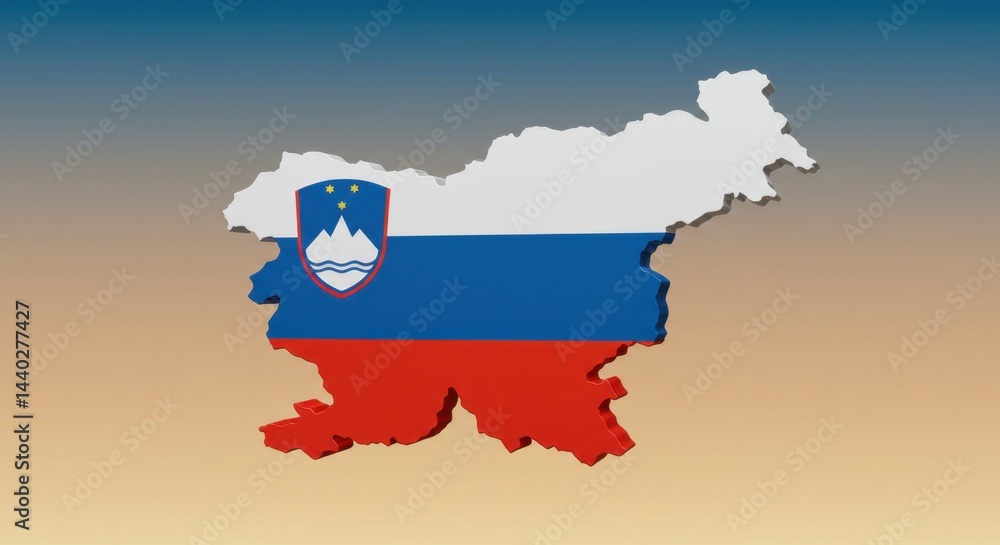 Obraz premium Slovenia: A 3D Map Representation of Slovenian Territory and National Flag