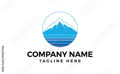 Mountain and sea logo design.
