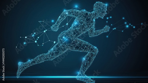 Abstract Running Figure on Dark Background