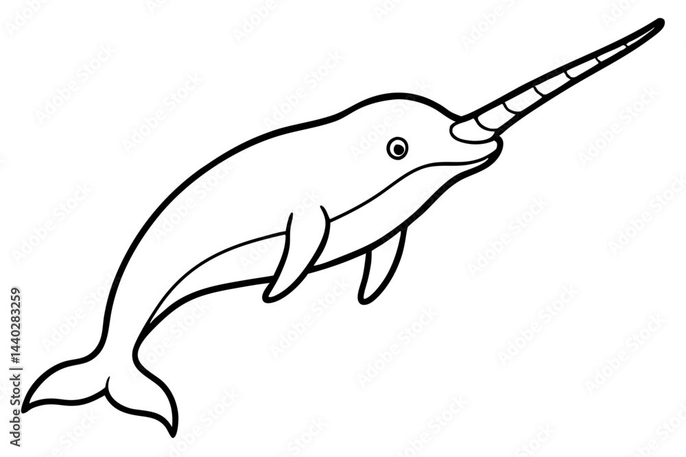 Obraz premium Minimalist Narwhal Line Art