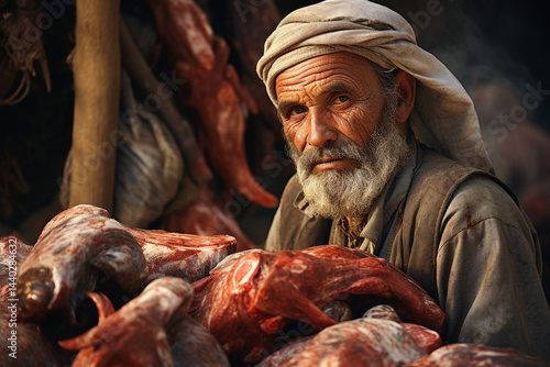 Wallpaper Mural Portrait of smiling trader standing in a market place outdoors made with generative AI Torontodigital.ca