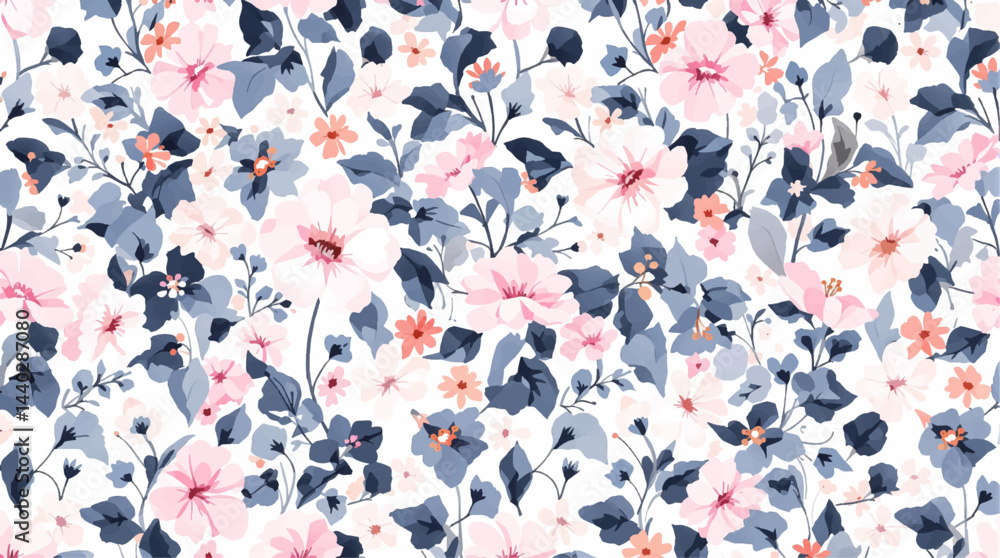 Seamless watercolor flowers pattern