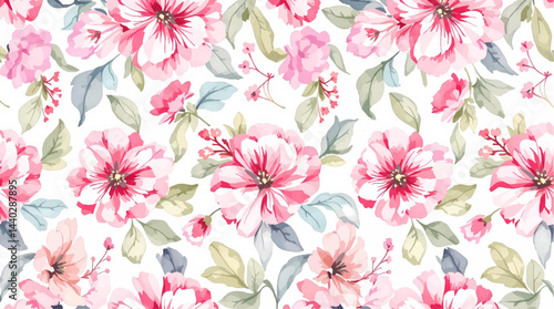 Seamless watercolor flowers pattern