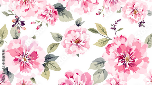Seamless watercolor flowers pattern