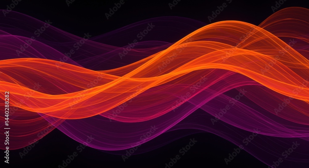 Abstract Glowing Orange and Pink Waves on Dark Background Abstract Glowing Orange and Pink Waves on Dark Background
