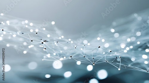 Glowing nodes in abstract data network, symbolizing futuristic digital connectivity