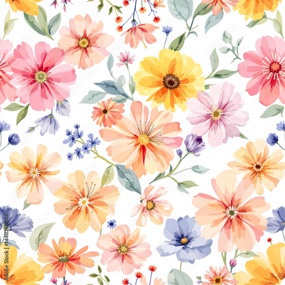 Seamless watercolor flowers pattern Seamless watercolor flowers pattern