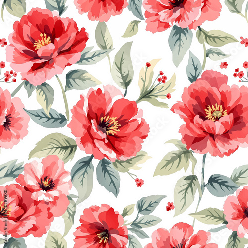 Wallpaper Mural Seamless watercolor flowers pattern Torontodigital.ca