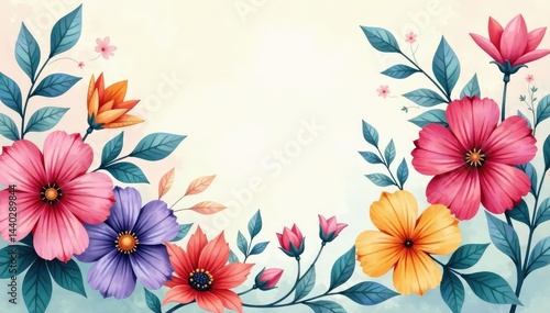 Wallpaper Mural Subtle watercolor floral design forming a continuous loop , seamless floral, watercolor texture, botanical illustration Torontodigital.ca
