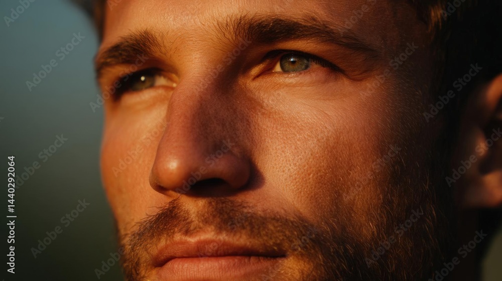 Close-up portrait of a man's face. the man appears to be in his late twenties or early thirties, with short blonde hair and a beard. Close-up portrait of a man's face. the man appears to be in his late twenties or early thirties, with short blonde hair and a beard.