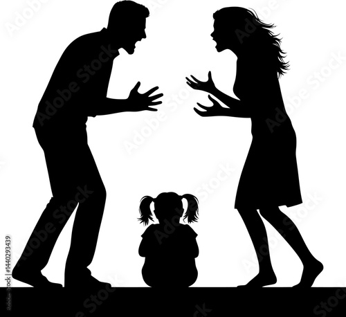 Silhouette of a Family Argument Child Witnessing Parental Conflict