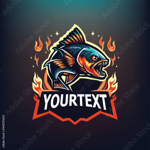 Piranha fish abstract logo