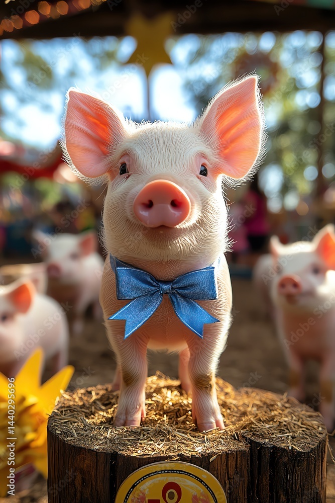 custom made wallpaper toronto digitalPig standing proudly with blue ribbon at fair, sunny day