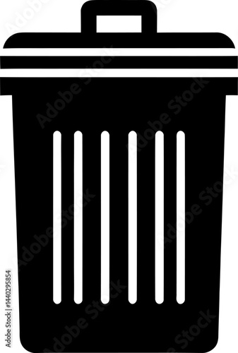 Trash Can Icon  Simple Black and White Vector Illustration