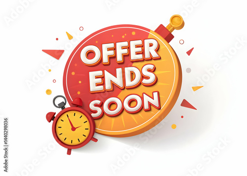 Bright and Bold Illustrated Offer Ends Soon Concept with Clock