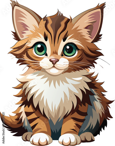 Fluffy kitten Vector