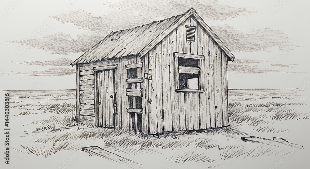 Obraz premium Rustic shed drawing