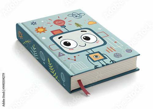 Wallpaper Mural Cute Illustrated Robot Character on a Colorful Notebook Cover Design Torontodigital.ca