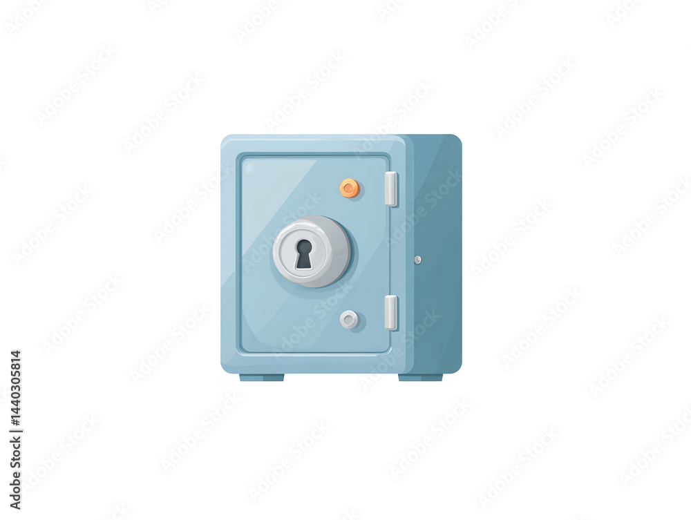 A blue safe with a keyhole and a lock