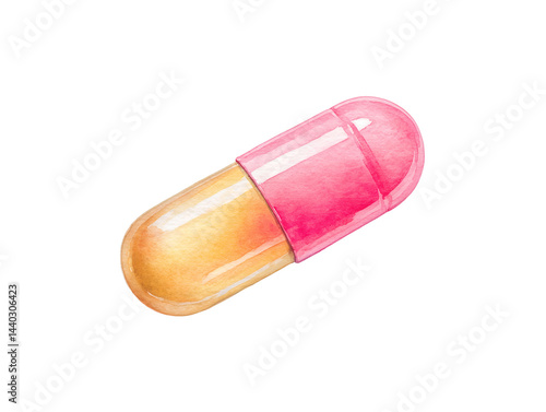 Obraz na płótnie A pill is shown in a close up with a pink and yellow color w salonie