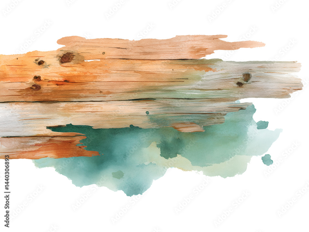 A wooden board with a splash of blue and green paint