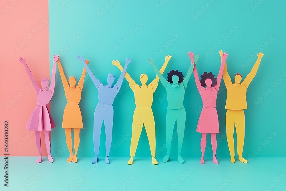 Fototapeta premium Pastel People Celebrating Diversity and Equality