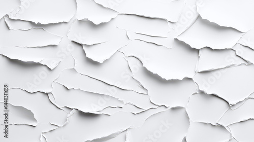Obraz na płótnie Abstract Background of Torn White Paper Pieces Creating a Layered Texture Design Ideal for Creative Projects, Posters, and Artworks with Minimalistic Aesthetic w salonie