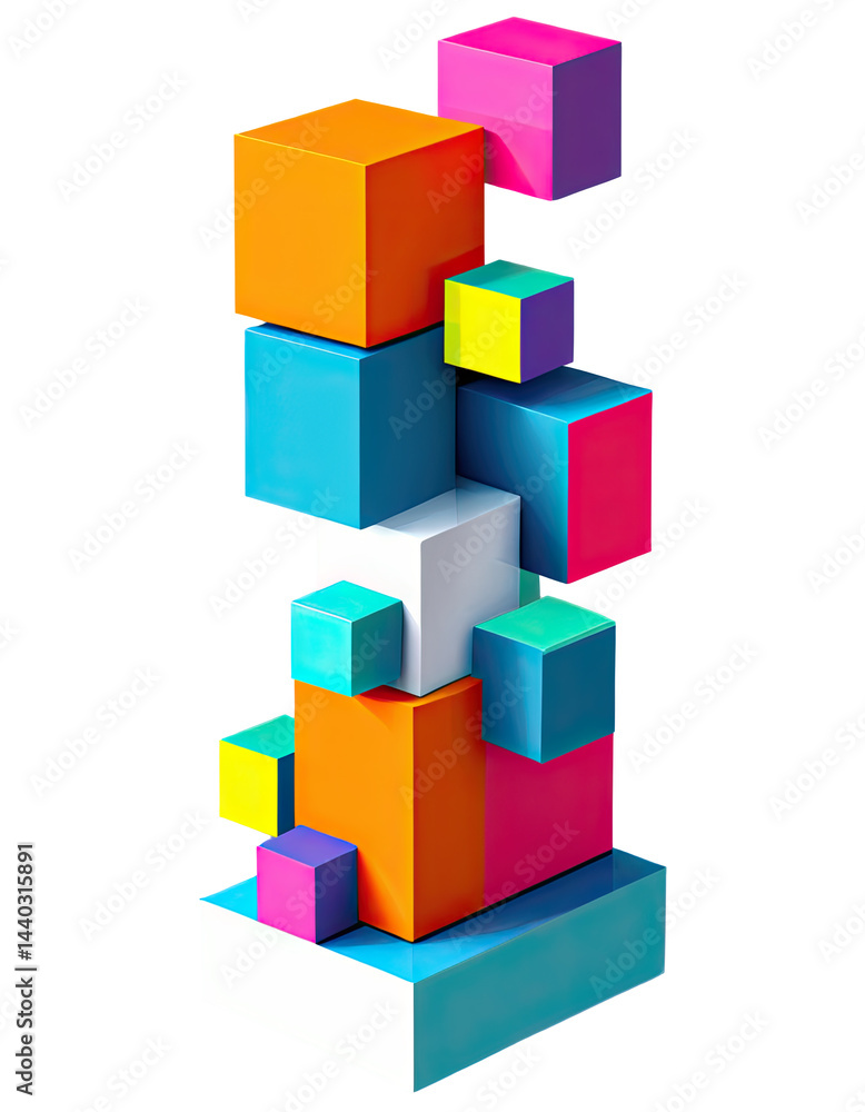 Colorful Abstract Cubes Structure Colorful Abstract Cubes Structure