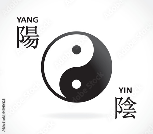 Obraz na płótnie SYMBOLE YIN YANG AVEC TRADUCTION SUR FOND BLANC - Illustration vectorielle w salonie
