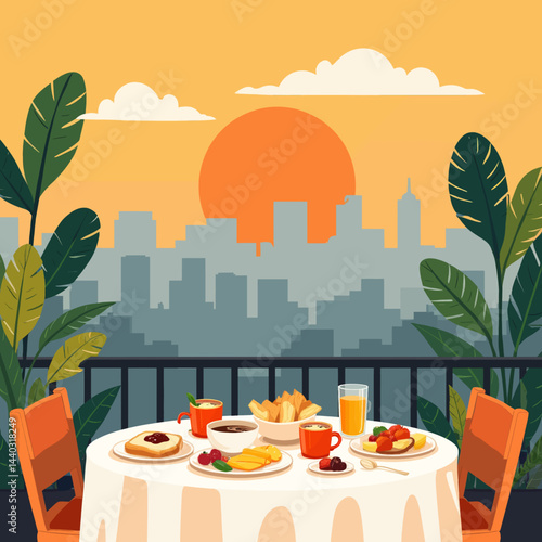 Breakfast with City View at Sunrise