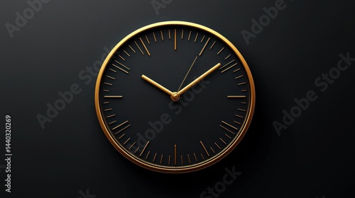 Golden clock face on black background