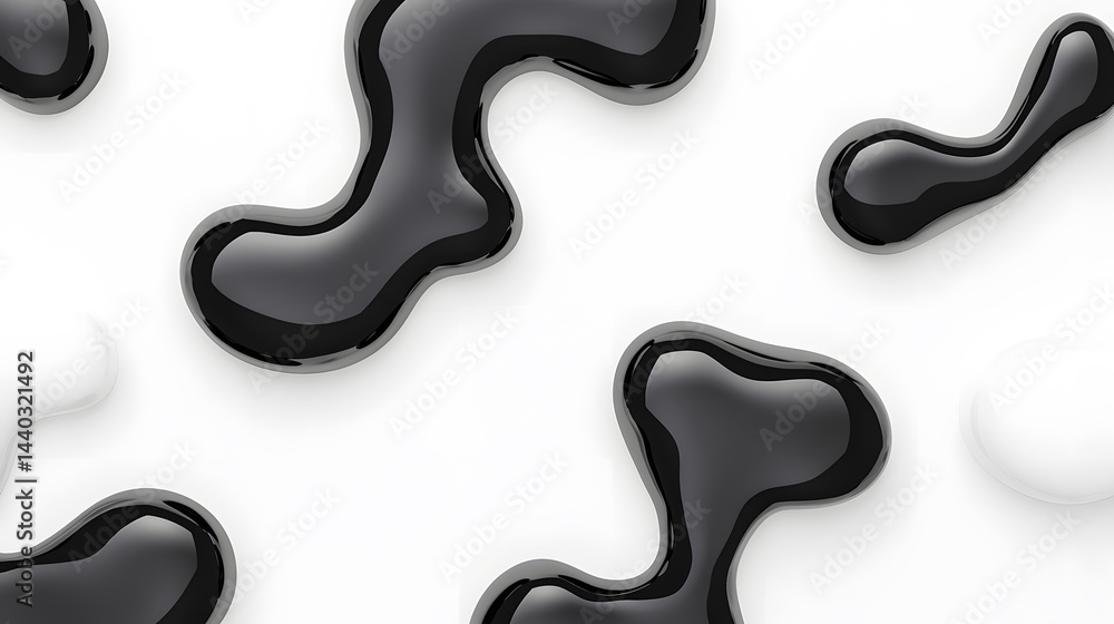 Abstract black and white liquid or paint swirl top view isolated on white background Abstract black and white liquid or paint swirl top view isolated on white background