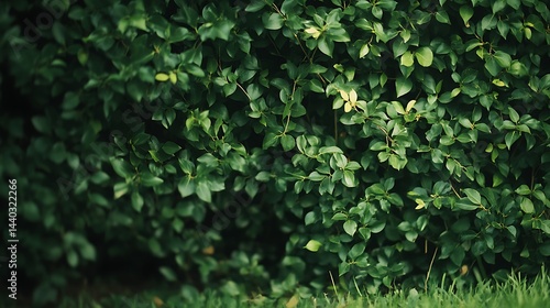 Wallpaper Mural Lush Green Bush with Rounded Leaves and Fresh Green Grass in Natural Lighting Torontodigital.ca