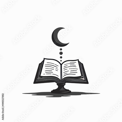 Islamic Book with Crescent Moon Icon