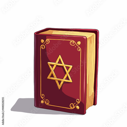 Maroon book with Star of David and gold accents