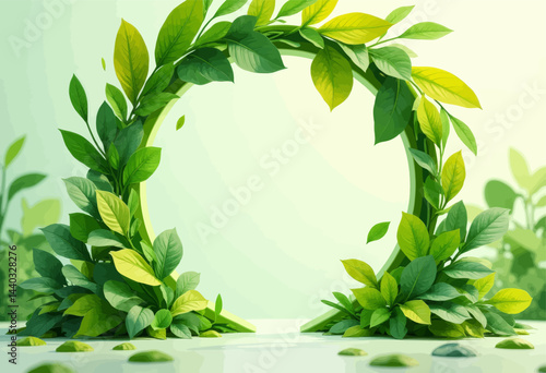 Leafy Green Archway on White Surface
