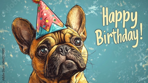 Happy birthday card with French bulldog