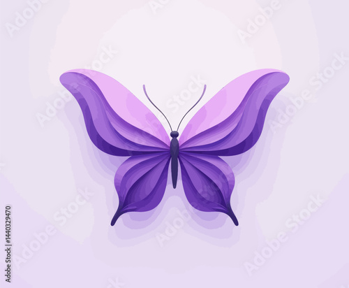 Purple layered paper butterfly on light background