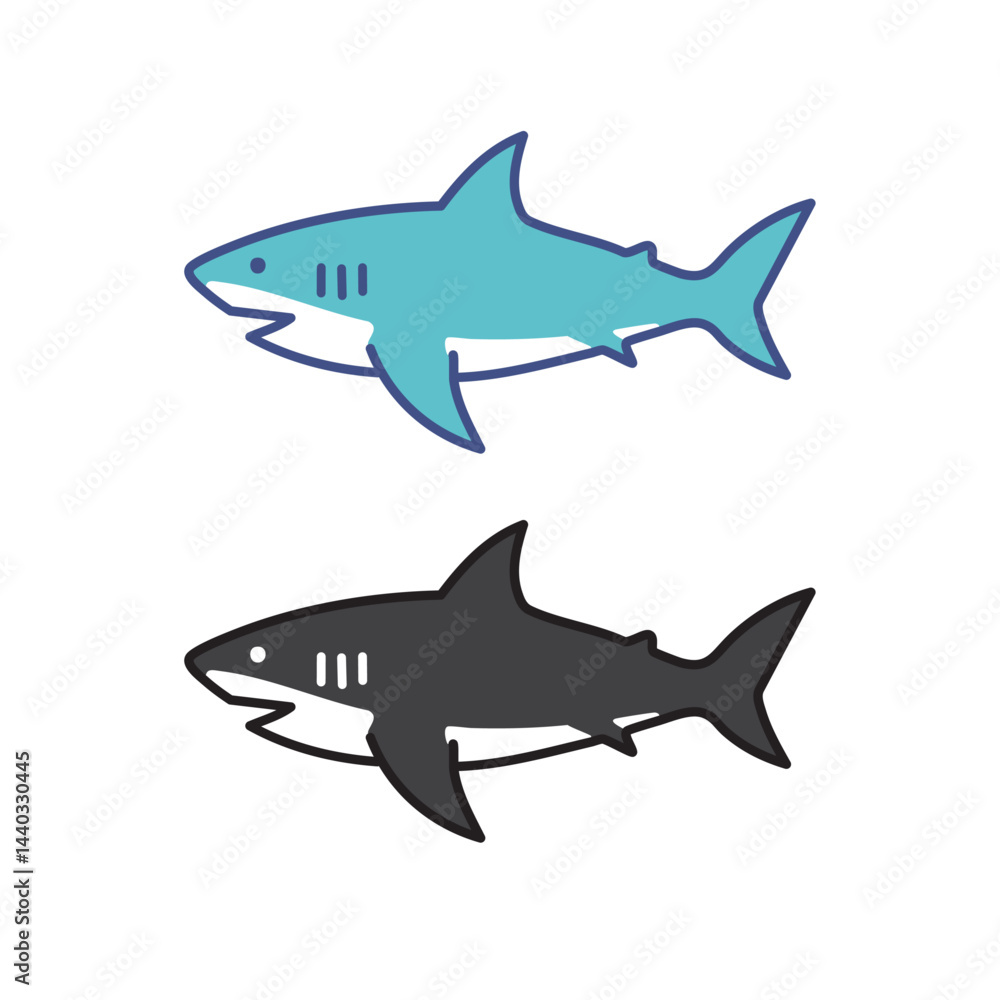 Fototapeta premium Shark Silhouette Vector | Minimalist Icon