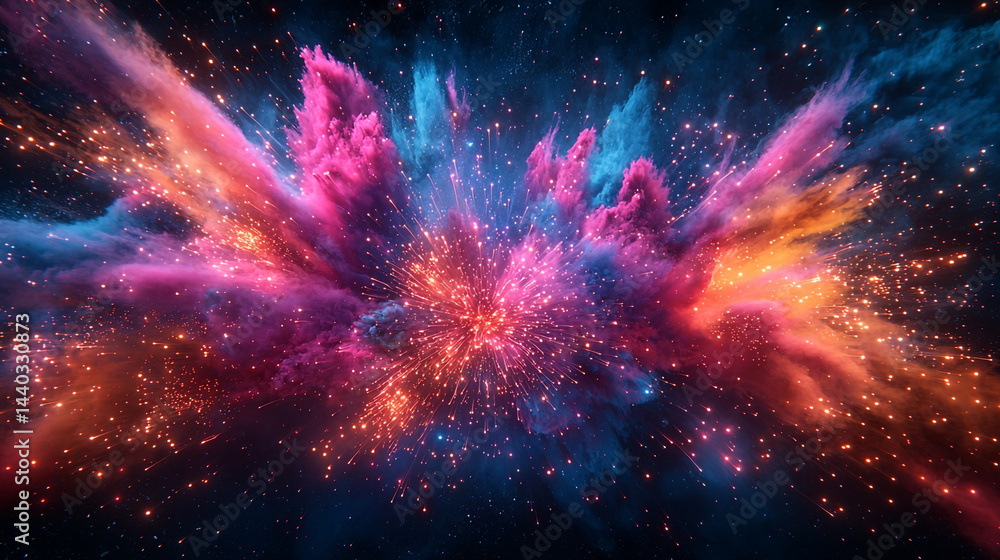 custom made wallpaper toronto digitalFrozen colorful mist explosions expanding across deep velvet space, cosmic dream abstraction, 8K Hyperrealistic