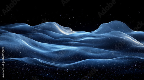 Frozen glowing light waves emerging slowly from dark velvet horizons, cosmic minimalist abstraction, 8K Hyperrealistic