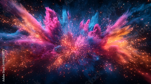Wallpaper Mural Frozen colorful mist explosions expanding across deep velvet space, cosmic dream abstraction, 8K Hyperrealistic Torontodigital.ca